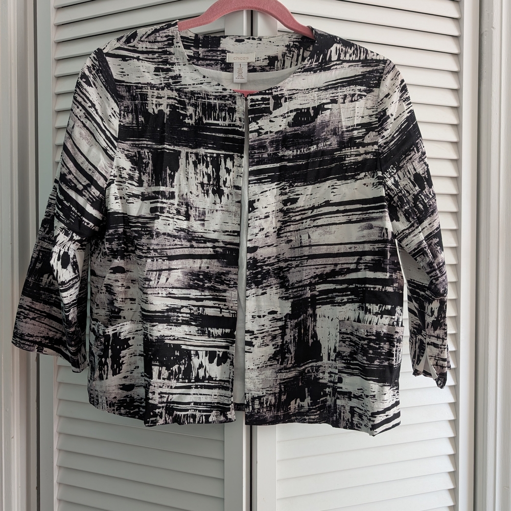 Chico's Black and White Artistic Blazer